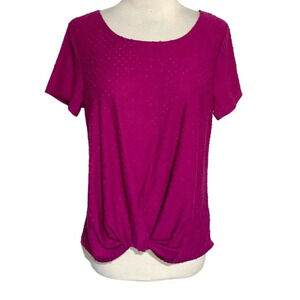 Rose & Olive M cranberry Swiss dot short sleeve‎ top